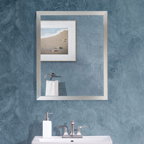 30 X 36 Aluminum Framed Mirror In, Brushed Nickel Vanity Mirrors For Bathroom